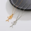 Hollowed-out four-leaf clover pendant necklace, collarbone chain, stud earrings, stainless steel seven-color chain wholesale 15 Application Scenario